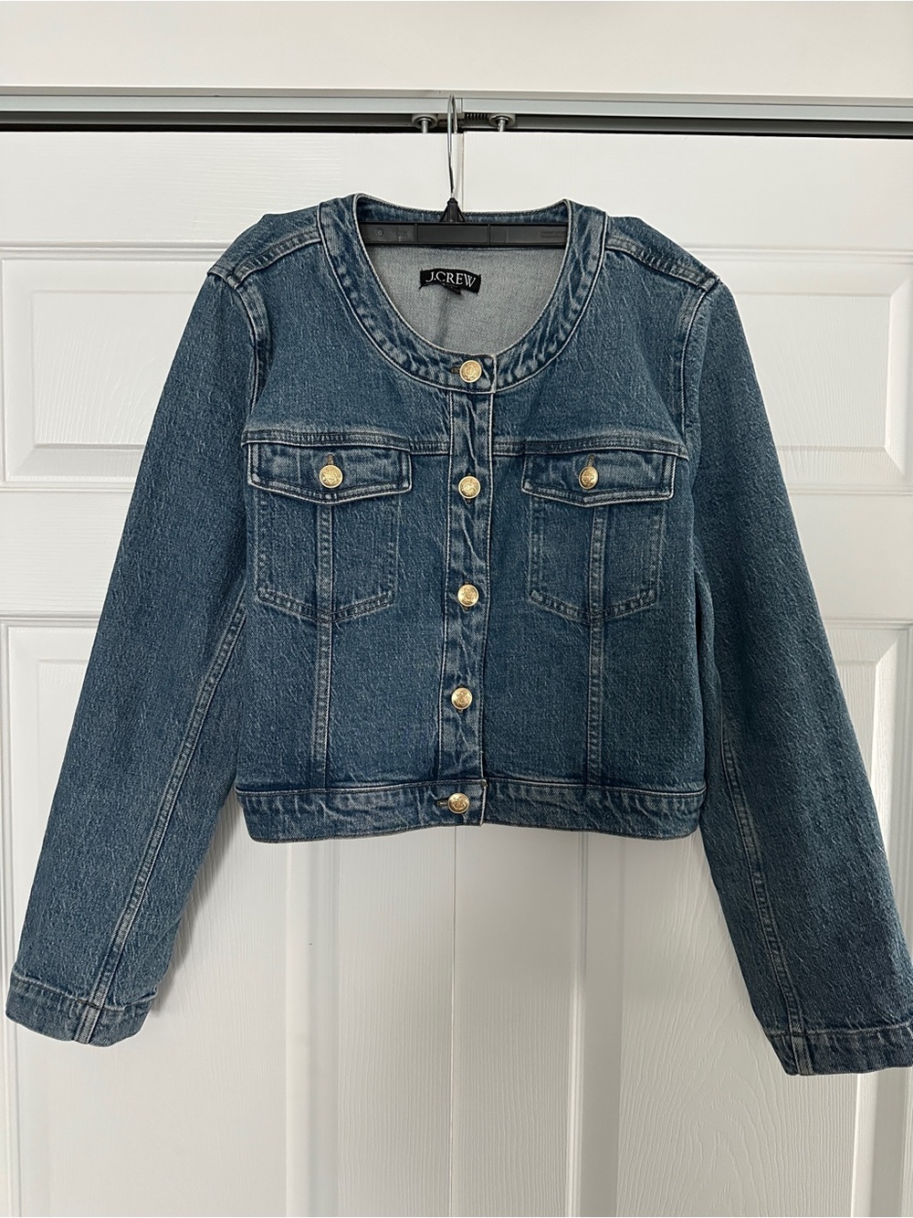 J.Crew Light Blue Denim Top with Black Label - Picture 5 of 5